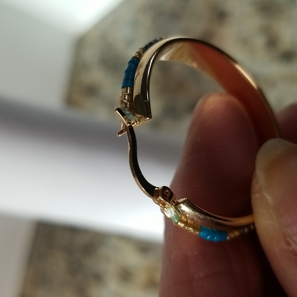 Beaded Gold Hoop Earrings - Picture 6 of 11